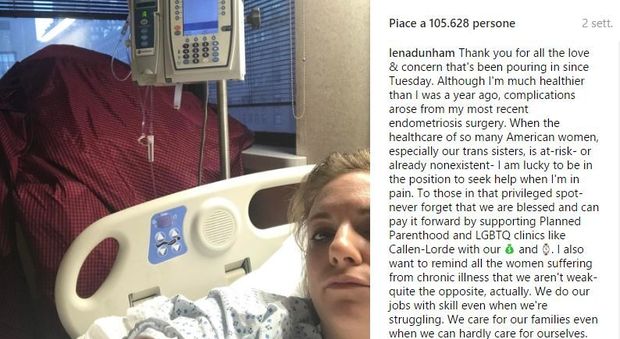 Lena Dunham portata con urgenza in ospedale, niente tour: ecco cosa è successo