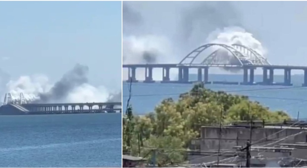 Esplosioni e fumo vicino al ponte di Crimea. «Abbattuti 2 missili ucraini». Polonia: elicotteri da guerra al confine con Minsk
