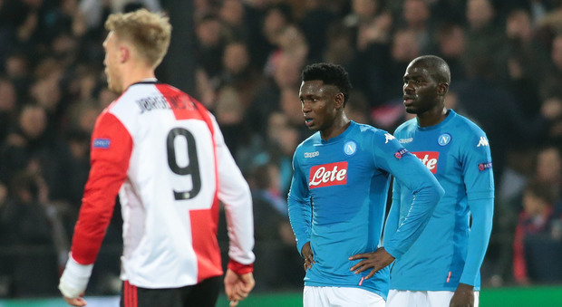 Il Napoli è fuori dalla Champions: sconfitto 2-1 dal Feyenoord in 10