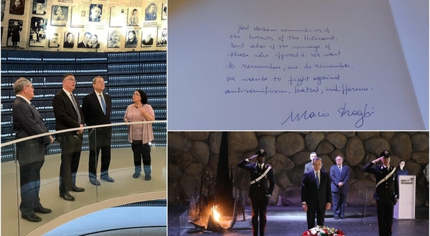 Draghi in Israele visita Museo dell'Olocausto: «L'Italia rigetta ogni forma di odio»