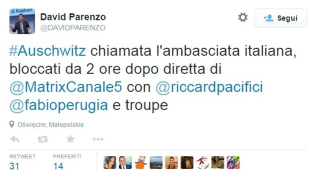 Il tweet di David Parenzo