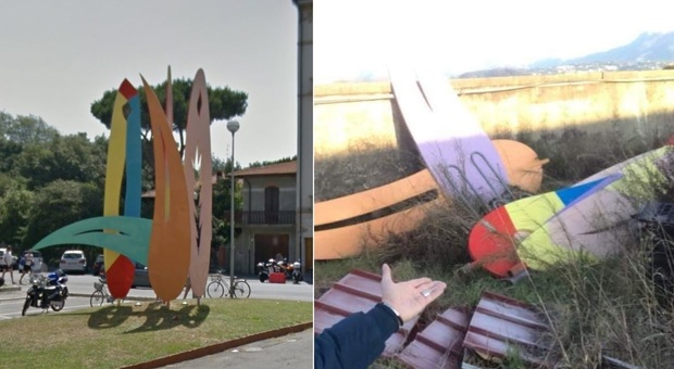 Viareggio, la scultura di Turcato sparisce dalla piazza e finisce tra le erbacce: è polemica