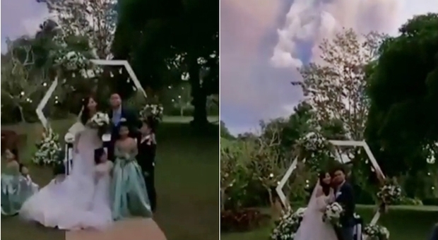 Filippine, si sposano durante l'eruzione del vulcano