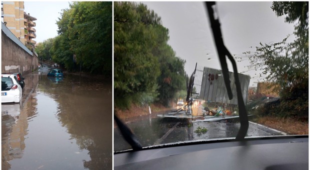 Bomba d'acqua su Roma, temporali e venti forti dalla Salaria a Monte Mario: strade allegate e traffico in tilt