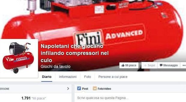 "Napoletani che giocano infilando compressori nel c...", la pagina choc su Fb indigna il web