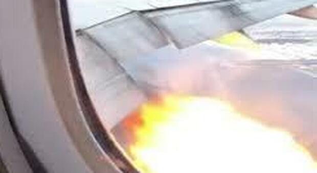 Il motore di un aereo prende fuoco durante il decollo dopo la collisione con un volatile - VIDEO