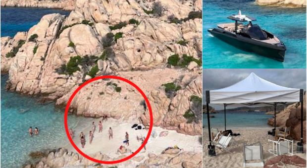 Turisti «cafoni» spazzati via dal vento in Sardegna: avevano occupato la spiaggia e il mare con gazebo, gommone e altri comfort