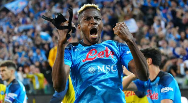 Udine, 4 maggio: Osimhen esulta dopo il gol che vale lo scudetto per il Napoli