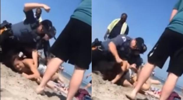 Choc in spiaggia, la bagnante resiste all'arresto e viene presa a pugni in pieno volto