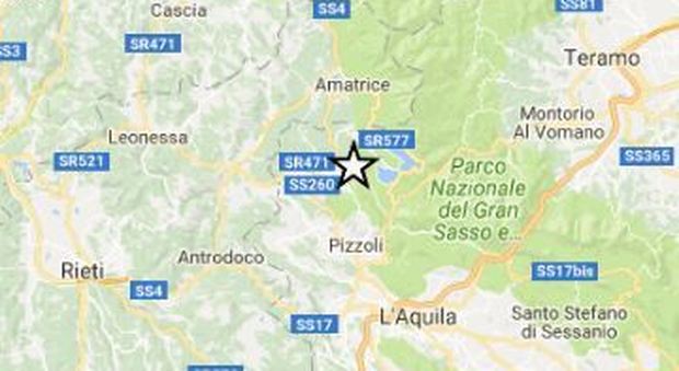 Terremoto, due scosse nella notte magnitudo 2.9 e 2.5 fra Amatrice e L'Aquila
