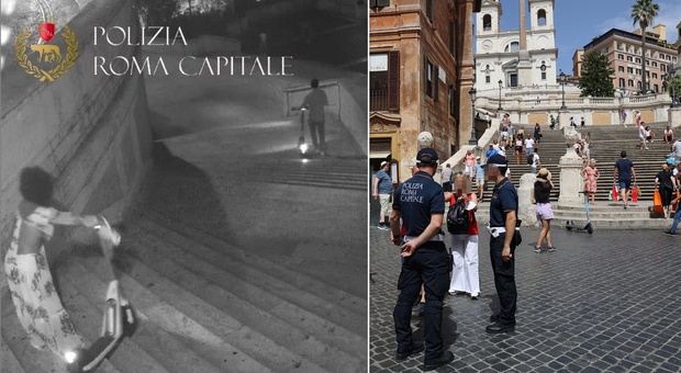 Roma senza regole, due turisti americani lanciano un monopattino da Trinità dei Monti: denunciati