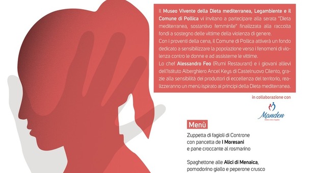 Dieta Mediterranea, cena di solidarietà per aiutare le donne maltrattate