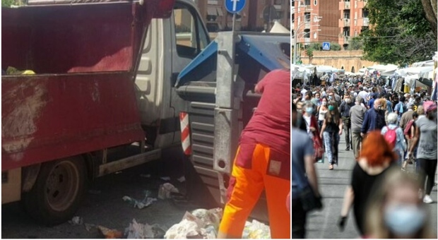 Ama, stop agli straordinari: i netturbini di Roma lasciano i rifiuti al mercato di Porta Portese