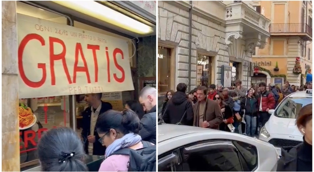 Piatto di pasta gratis la vigilia di Natale, fila interminabile fuori dal ristorante in centro a Roma: «Lo facciamo tutti gli anni»