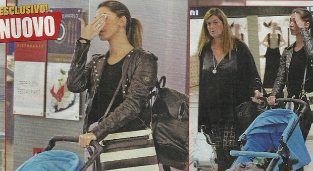 Belen Rodriguez infastidita dai paparazzi mentre passeggia a Milano
