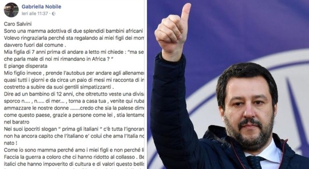 "Caro Salvini, i miei bambini sono di colore: li insultano sul bus e temono che li manderete in Africa"