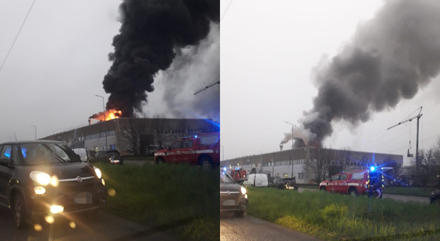 Incendio alla Maga Foodlab, maxi colonna di fumo visibile a chilometri: «Paura per le bombole di azoto nelle vicinanze»