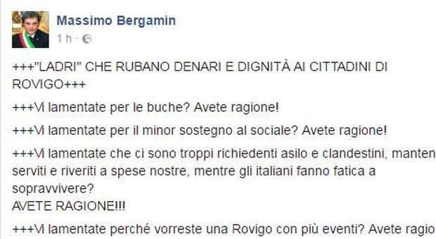 Il post del sindaco di Rovigo