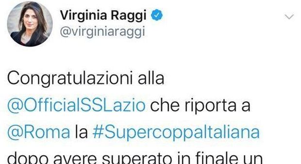 Trionfo Lazio. Raggi: «Supercoppa a Roma, congratulazioni»