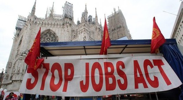 Manifestazione a Milano contro il jobs act