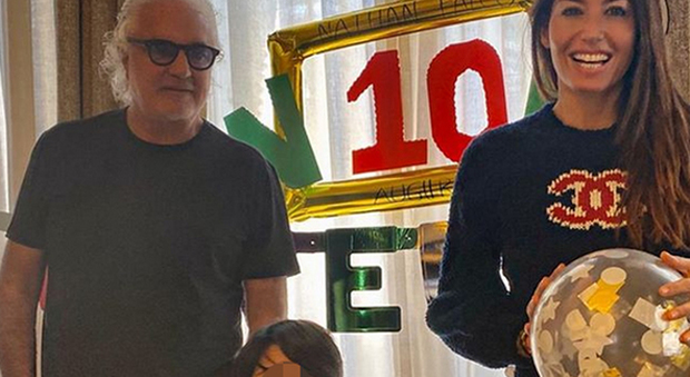 Flavio Briatore, Elisabetta Gregoraci e Nathan Falco (Instagram)