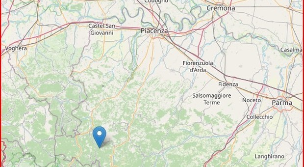 Terremoto di magnitudo 3.5 fra Piacenza e Parma