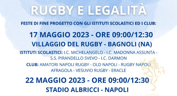 Cinque feste a Napoli e in provincia per il progetto «Rugby e Legalità»