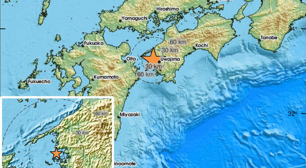 Terremoto Giappone, scossa 6.3 al largo dell'isola di Shikoku