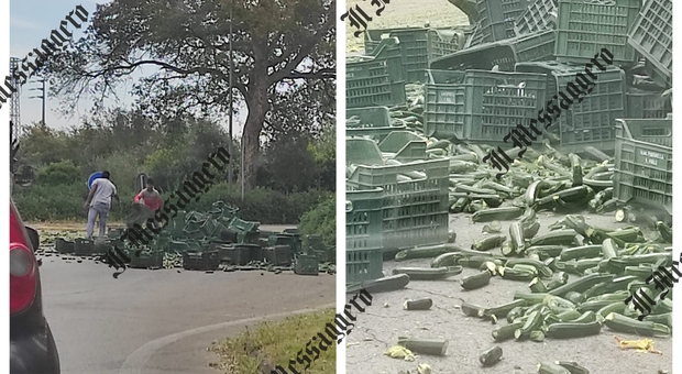 Camion perde il carico di zucchine sulla Litoranea, caos a Sabaudia