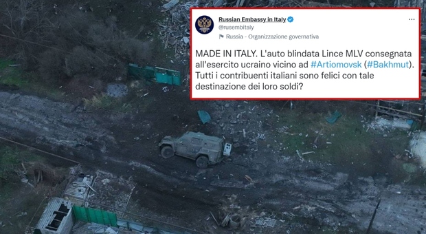 Ambasciata russa pubblica Lince italiano distrutto in Ucraina: «Contribuenti, siete felici ora?»