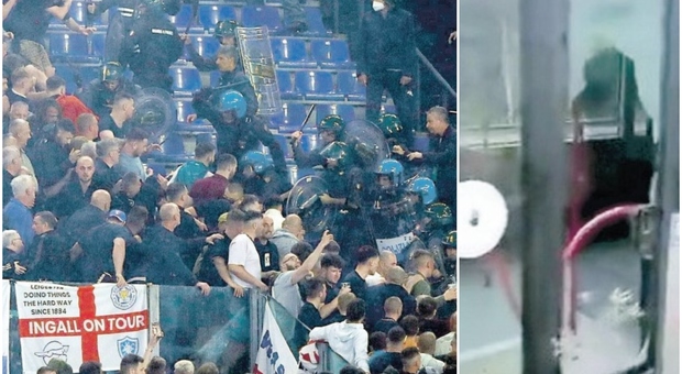 Roma-Leicester, botte allo stadio e autobus devastati: arrestati sette ultrà inglesi