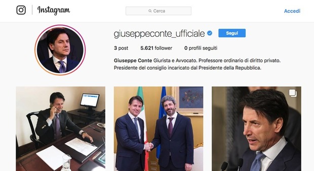 Giuseppe Conte, il nuovo premier sbarca su Facebook e Instagram: e ha già migliaia di followers
