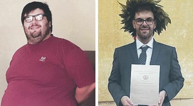 Perde 110 chili in un anno, Cristian discute la tesi di laurea sulla sua dieta: «Mi sono trasformato»