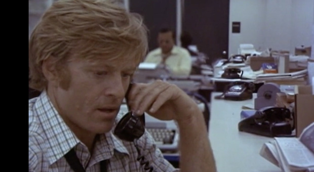 Robert Redford in Tutti gli uomini del presidente, il film che racconta lo scandalo Watergate