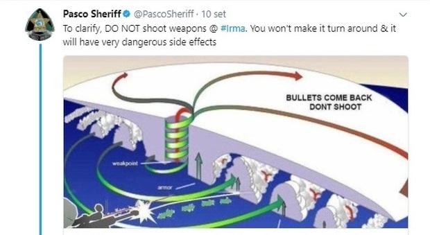 Florida, la polizia avverte: "Non sparate all'uragano Irma, è inutile e pericoloso"