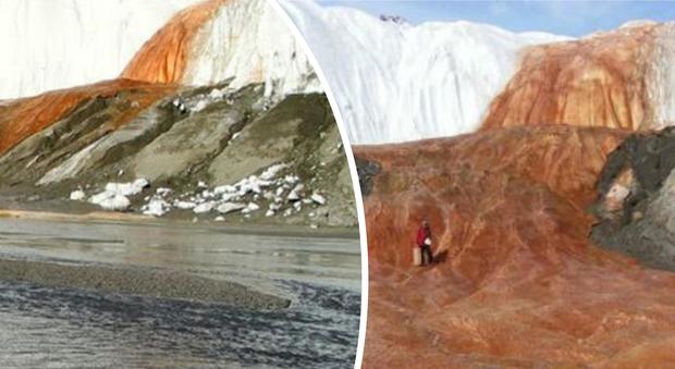 La strana cascata color sangue tra i ghiacciai: ecco a cosa è dovuta