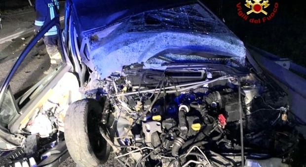 Auto distrutta nell'incidente di ieri notte tra Santorso e Thiene