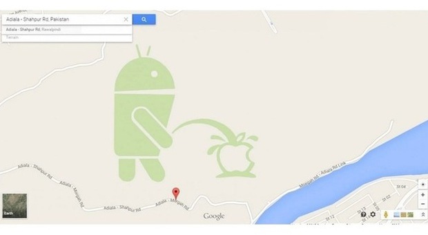Il logo di Android urina su quello di Apple. Google si scusa: "Ecco cos'è successo"