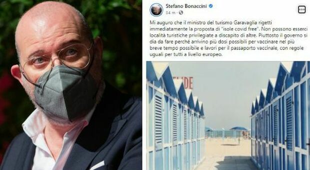 Bonaccini: «No a isole Covid free e località privilegiate. Garavaglia, si lavori su passaporto vaccinale»