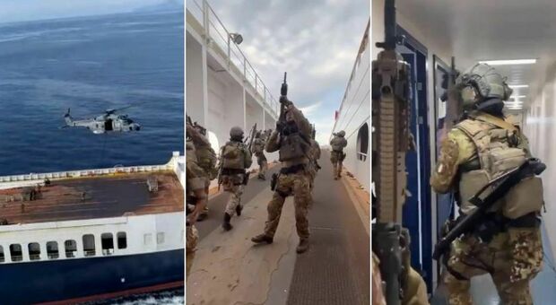 Nave sequestrata da migranti al largo di Napoli, Crosetto: «Liberata da forze speciali italiane»