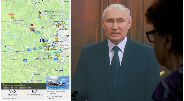 «Putin è scappato da Mosca durante la rivolta della brigata Wagner»: il mistero dell'aereo volato a San Pietroburgo e sparito dai radar