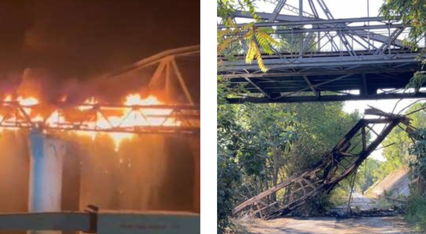 Incendio a Roma, crolla un pezzo del Ponte dell'Industria: «Divorato dalle fiamme». Cause sconosciute