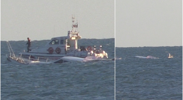 Yacht di 20 metri affonda a Ostia, il comandante salvato dagli uomini della Capitaneria di Porto