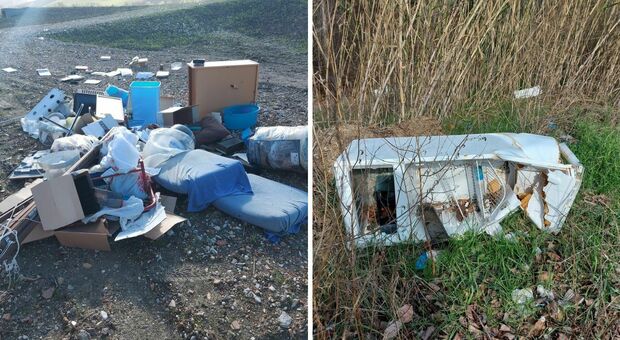 Gettano rifiuti, armadi e frigoriferi nelle campagne di Falconara: trovati denunciati i furbastri delle discariche abusive