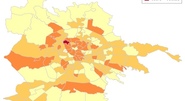 Coronavirus a Roma, la mappa: picchi a Torre Angela e quartiere Trieste, 18 zone senza contagi