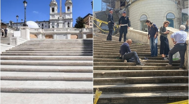 Roma, auto finisce su Trinità dei Monti: danneggiata la scalinata. È caccia al responsabile