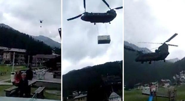 Elicottero militare atterra in Valtellina, volano i tetti delle case: un bambino fra i 3 feriti