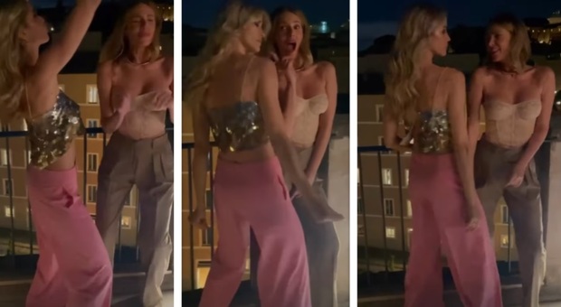 Alessia Marcuzzi e Elena Santarelli scatenate, il ballo super sexy sui tetti di Roma: «Vogliamo solo divertirci»