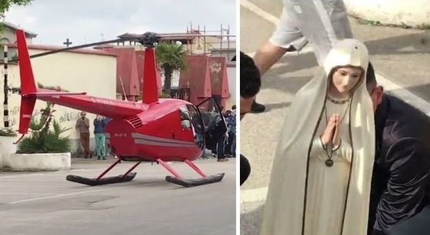 La Madonna di Fatima arriva in elicottero: folla di fedeli ad accoglierla