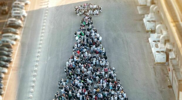 Albero di Natale 'umano' da record: 1.500 dipendenti di un'azienda festeggiano la rinascita dopo la crisi